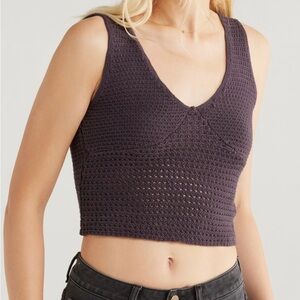 Billabong Black Sand Open Stitch Crochet Sweater Tank Top-Medium-NWT
